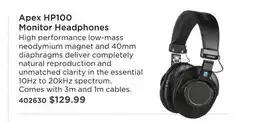 Long & McQuade Apex HP100 Monitor Headphones offer