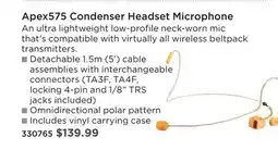 Long & McQuade Apex575 Condenser Headset Microphone offer