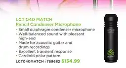 Long & McQuade Lewitt LCT 040 MATCH Pencil Condenser Microphone offer