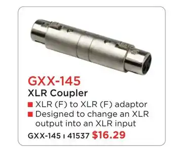 Long & McQuade GXX-145 XLR Coupler offer