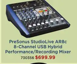 Long & McQuade PreSonus StudioLive AR8c 8-Channel USB Hybrid Performance/Recording Mixer offer