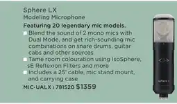 Long & McQuade UNIVERSAL AUDIO Sphere LX Featuring 20 legendary mic models MIC-UALX offer