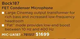 Long & McQuade UNIVERSAL AUDIO Bock187 FET, Condenser Microphone offer