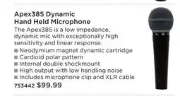 Long & McQuade Apex 385 Dynamic Hand Held Microphone offer