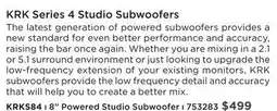 Long & McQuade KRK Series 4 Studio Subwoofers offer