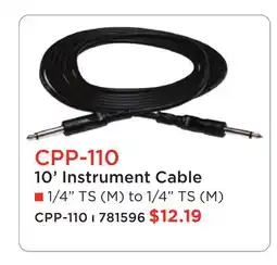 Long & McQuade CPP-110 10' Instrument Cable offer