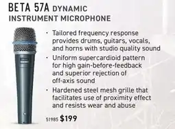 Long & McQuade BETA 57A DYNAMIC INSTRUMENT MICROPHONE offer