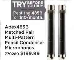 Long & McQuade Apex485B Matched Pair Multi-Pattern Pencil Condenser Microphones offer