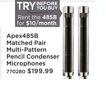 Long & McQuade Apex485B Matched Pair Multi-Pattern Pencil Condenser Microphones offer