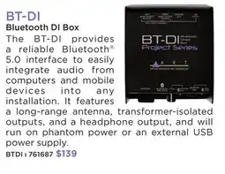 Long & McQuade BT-DI Bluetooth DI Box offer