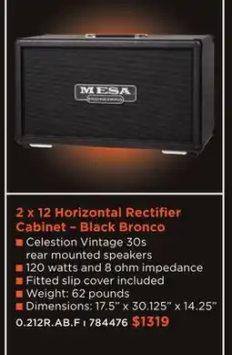 Long & McQuade Mesa Boogie 2 x 12 Horizontal Rectifier Cabinet – Black Bronco offer