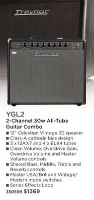 Long & McQuade Traynor 2-Channel 30w All-Tube Guitar Combo offer