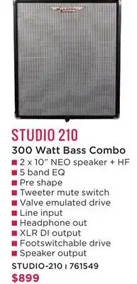 Long & McQuade STUDIO 210 300 Watt Bass Combo offer