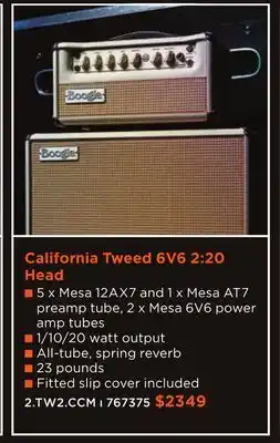 Long & McQuade Mesa Boogie California Tweed 6V6 2:20 Head offer