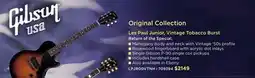 Long & McQuade Gibson Original Collection Les Paul Junior, Vintage Tobacco Burst offer