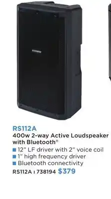 Long & McQuade RS112A 400w 2-way Active Loudspeaker with Bluetooth offer
