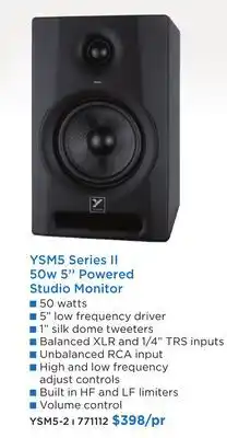 Long & McQuade YSM5 Series II 50w 5'' Powered Studio Monitor offer