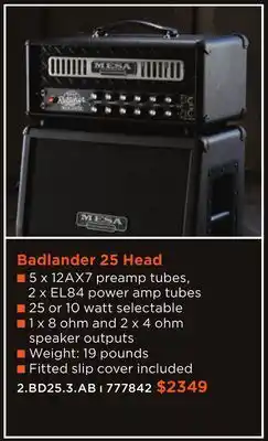 Long & McQuade MESA Badlander 25 Head offer