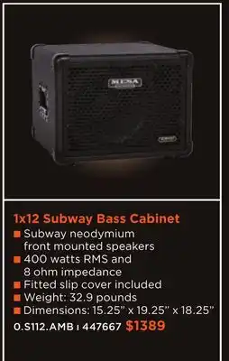Long & McQuade Mesa Boogie 1x12 Subway Bass Cabinet offer