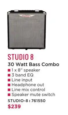 Long & McQuade STUDIO 8 30 Watt Bass Combo offer