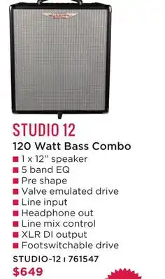 Long & McQuade STUDIO 12 120 Watt Bass Combo offer