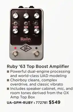 Long & McQuade Ruby '63 Top Boost Amplifier offer