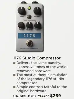 Long & McQuade Universal Audio 1176 Studio Compressor offer