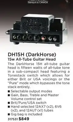 Long & McQuade Traynor (DarkHorse) 15w All-Tube Guitar Head offer