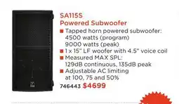 Long & McQuade SA115S Powered Subwoofer offer