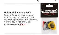 Long & McQuade DUNLOP Guitar Pick Variety Pack offer