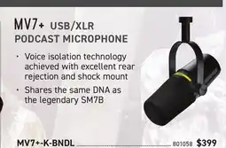 Long & McQuade SHURE MV7+ USB/XLR PODCAST MICROPHONE offer