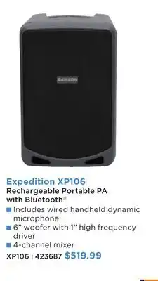 Long & McQuade Rechargeable Portable PA with Bluetooth offer