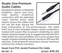 Long & McQuade Studio One Premium Audio Cables offer