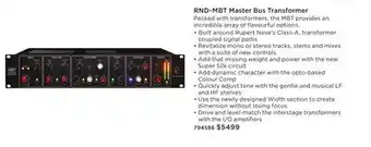 Long & McQuade RND-MBT Master Bus Transformer offer