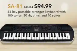 Long & McQuade CASIO SA-81 44-key portable arranger keyboard with 100 tones, 50 rhythms, and 10 songs offer