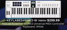 Long & McQuade ARTURIA KeyLab Essential 49 MK3 Universal MIDI Controller Keyboard, White offer