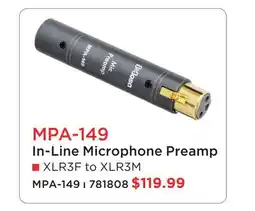 Long & McQuade MPA-149 In-Line Microphone Preamp offer