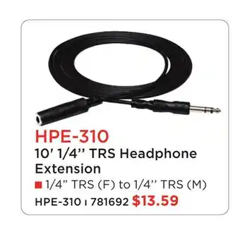 Long & McQuade 10' 1/4'' TRS Headphone Extension offer
