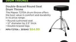 Long & McQuade DRUM THRONES Double-Braced Round Seat Drum Throne offer