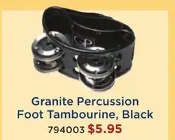 Long & McQuade Granite Percussion Foot Tambourine, Black offer