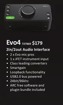 Long & McQuade Evo 2in/2out Audio Interface offer