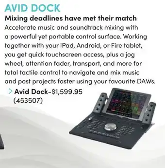 Long & McQuade AVID DOCK Mixing deadlines have met their match offer