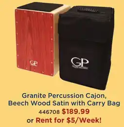 Long & McQuade Granite Percussion Cajon, Beech Wood Satin with Carry Bag offer