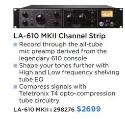 Long & McQuade LA-610 MKII Channel Strip offer