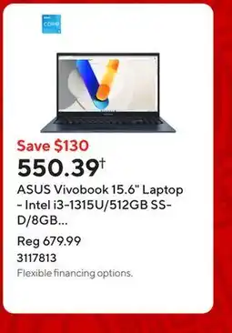 Staples ASUS Vivobook 15.6 Laptop - Intel i3-1315U/512GB SSD/8GB RAM/Windows 11 Home offer