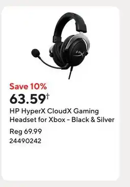 Staples HP HyperX CloudX Gaming Headset for Xbox - Black & Silver offer