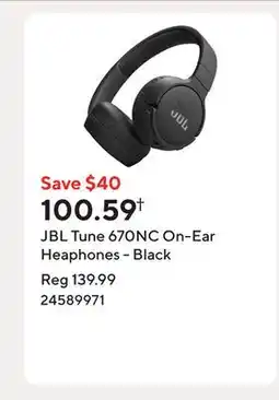 Staples JBL Tune 670NC On-Ear Heaphones - Black offer