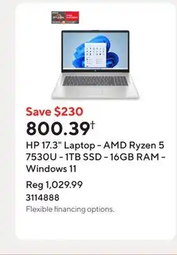 Staples HP 17.3 Laptop - AMD Ryzen 5 7530U - 1TB SSD - 16GB RAM - Windows 11 offer