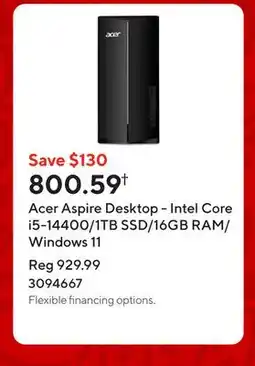 Staples Acer Aspire Desktop - Intel Core i5-14400/1TB SSD/16GB RAM/Windows 11 offer