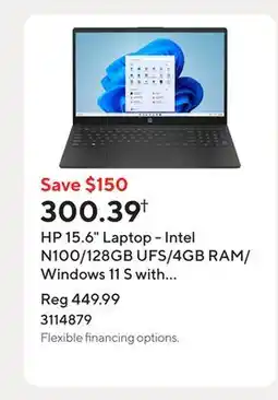 Staples HP 15.6 Laptop - Intel N100/128GB UFS/4GB RAM/Windows 11 S with 1-year of Microsoft 365 offer